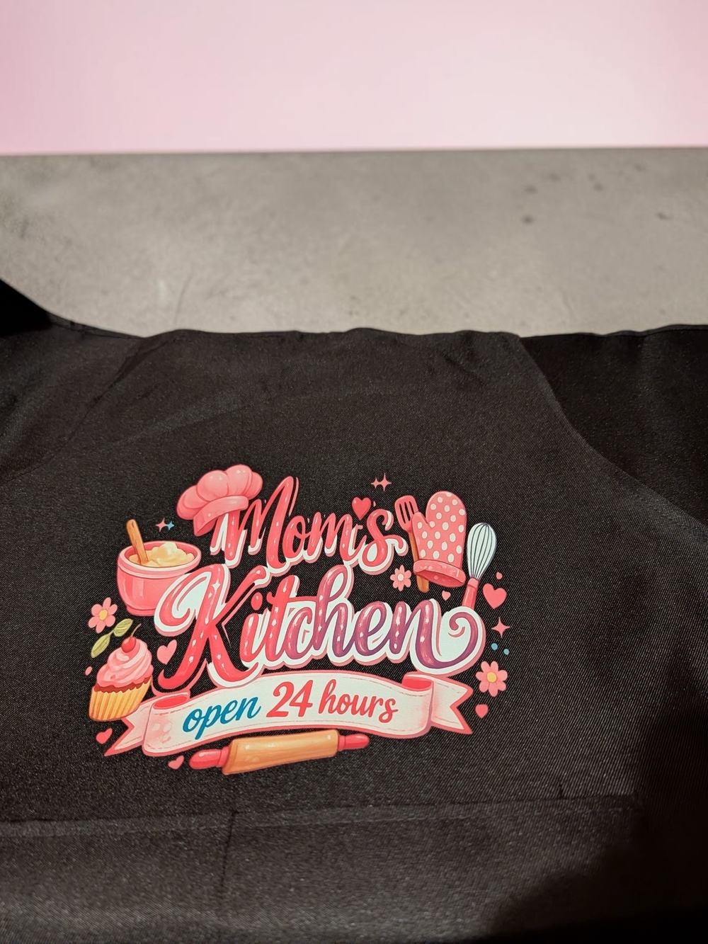 Mom's Kitchen 24-Hour Pink Graphic Apron